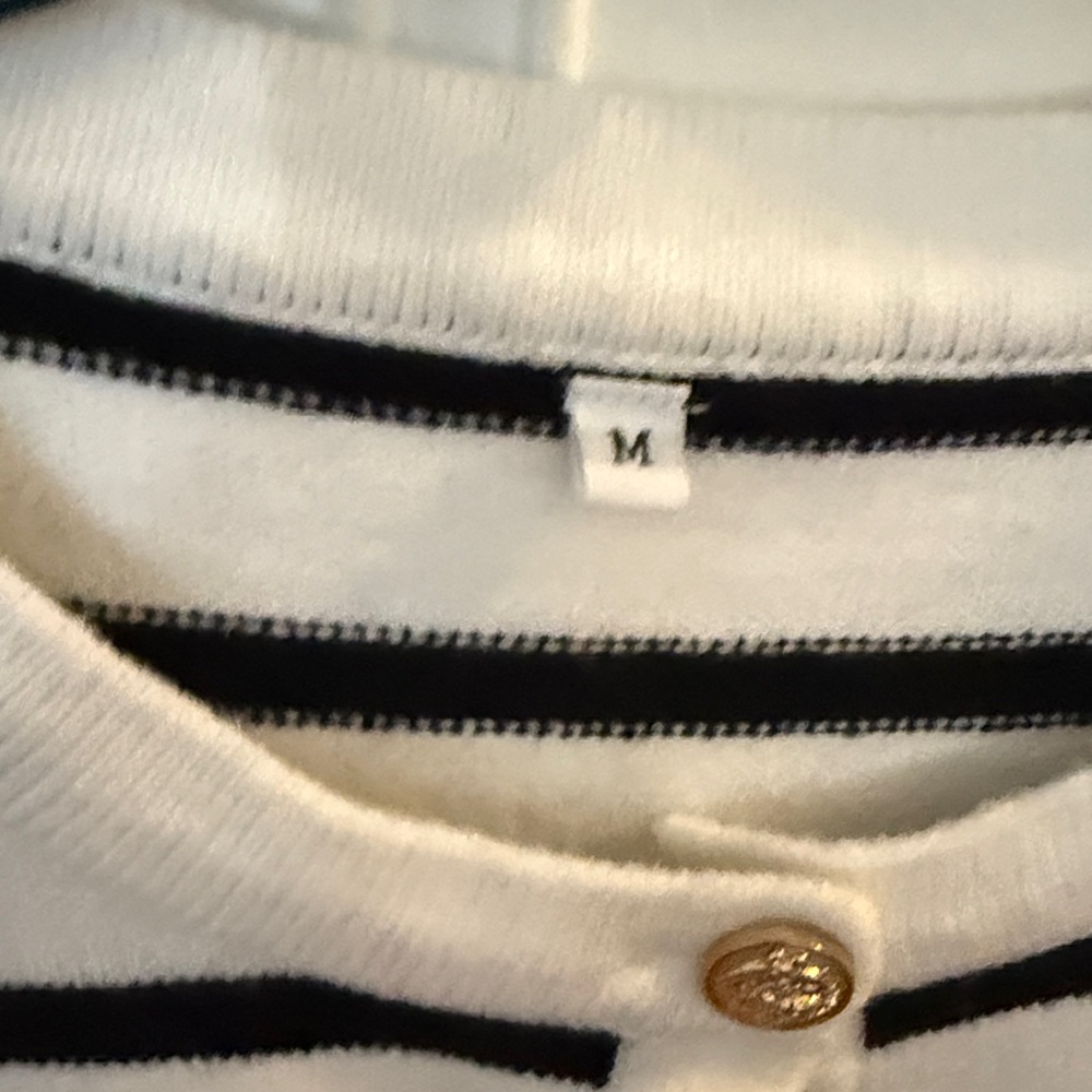 Striped Black and White Women's Sweater - Picture 2 of 4